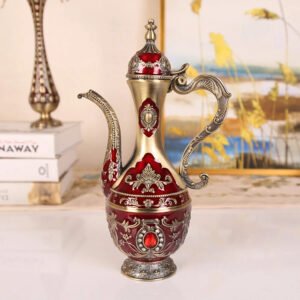luxurious ornate dallah surai set red and antique gold