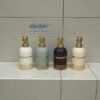 elegant floral gold etched ceramic soap dispenser set
