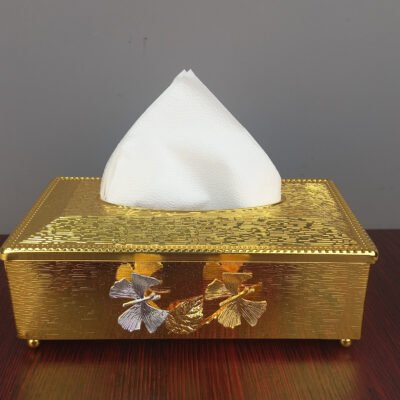 elegant gold metallic tissue box holder