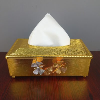 elegant gold metallic tissue box holder