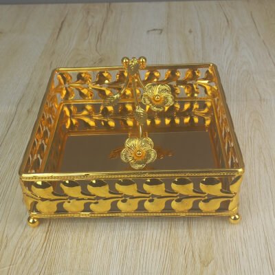 elegant gold floral napkin holder