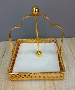 premium gold square napkin holder with weighted arm