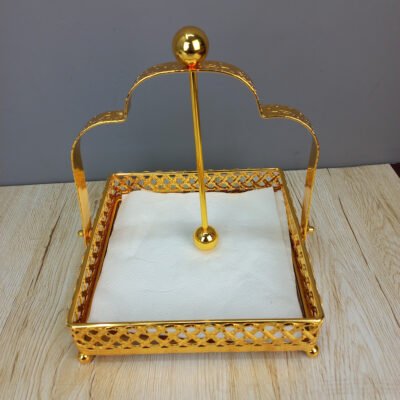 premium gold square napkin holder with weighted arm