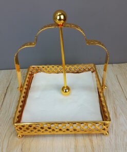 premium gold square napkin holder with weighted arm