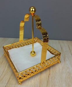 premium gold square napkin holder with weighted arm