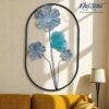 Artistic Grey and Gold Metal Flower Wall Decor with Teal Leaf artistic grey and gold metal flower wall decor with teal leaf