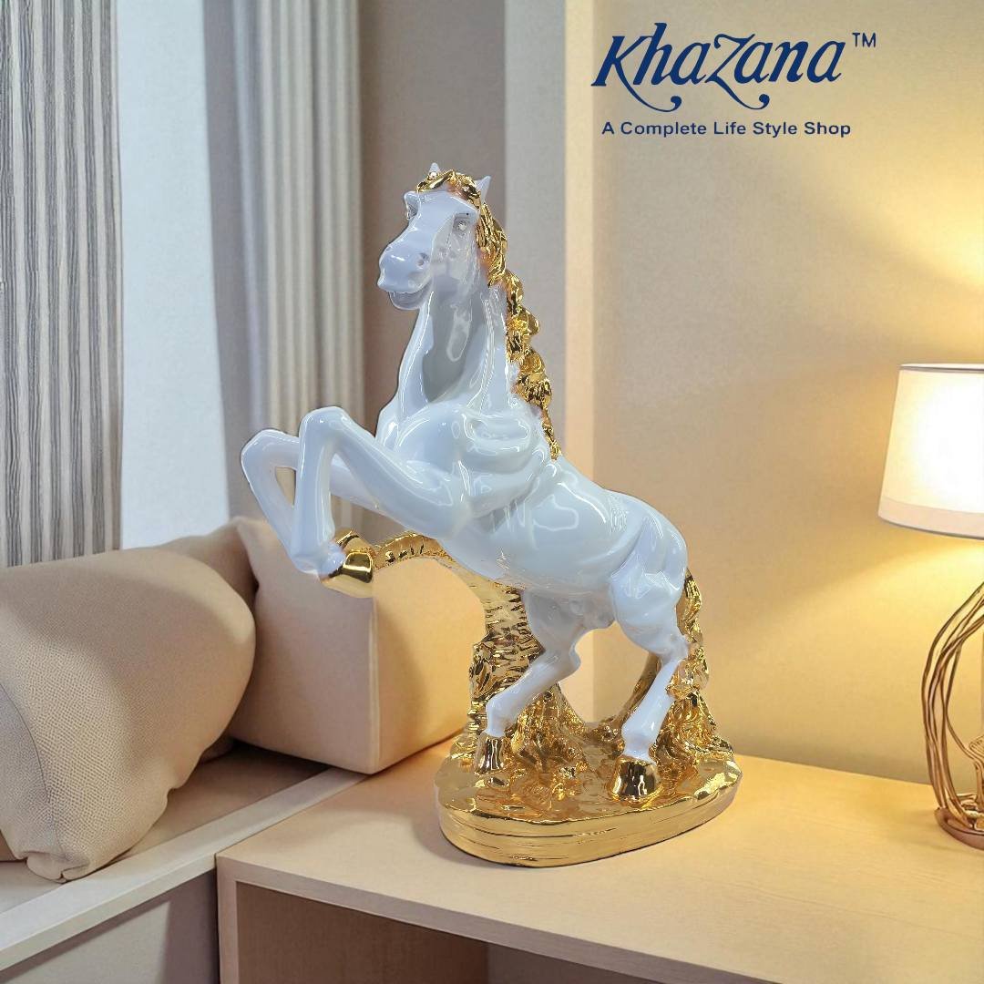majestic white and gold rearing horse statue majestic white and gold rearing horse statue