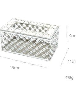elegant silver plated crystal studded tissue box holder