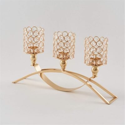 golden arch 3cup crystal candelabra