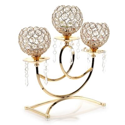 3 arms crystal candle holder gold candlestick table centerpieces for dining room wedding table