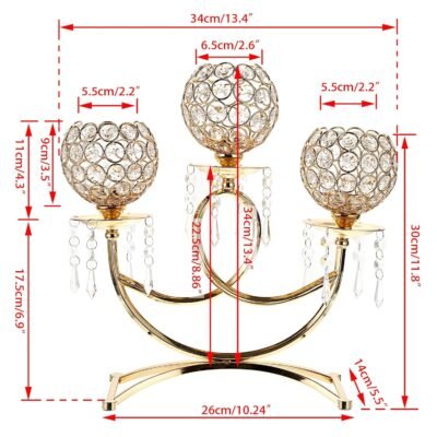 3-Arms Crystal Candle Holder Gold Candlestick Table Centerpieces for Dining Room Wedding Table 3 arms crystal candle holder gold candlestick table centerpieces for dining room wedding table