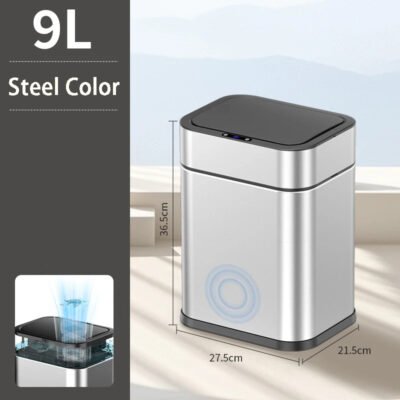 automatic sensor trash can stainless steel wastebin kitchen and home large capacity trash can smart dump house bathroom supplies