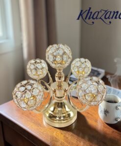 Luxury 5Arm Gold Crystal Globe Candelabra