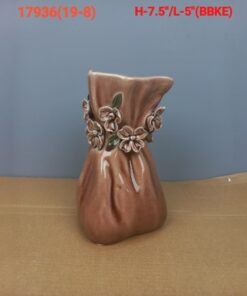 grey floral money bag ceramic vase
