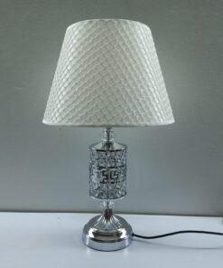 elegant crystal cylindrical table lamp with honeycomb fabric shade