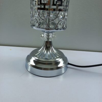 elegant crystal cylindrical table lamp with honeycomb fabric shade