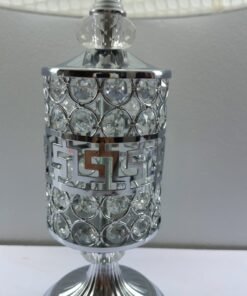 elegant crystal cylindrical table lamp with honeycomb fabric shade