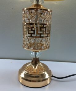 elegant geometric crystal table lamp – luxury bedside decor