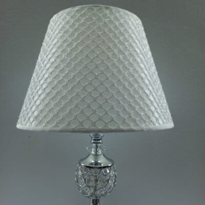 elegant crystal ball table lamp with geometric honeycomb shade