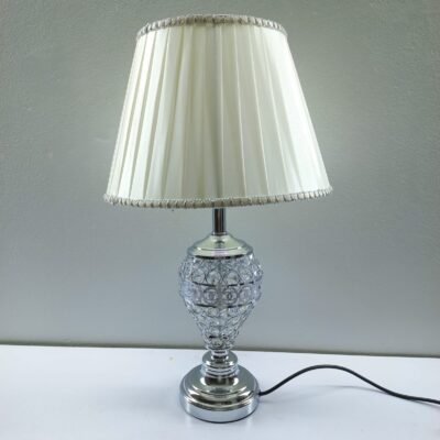 premium crystal base table lamp with pleated shade