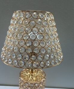elegant gold crystal lattice table lamp