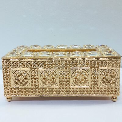 tissue box holder luxury gold plated crystal studded