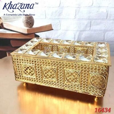 tissue box holder luxury gold plated crystal studded