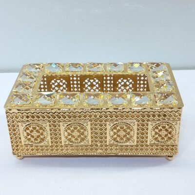 tissue box holder luxury gold plated crystal studded