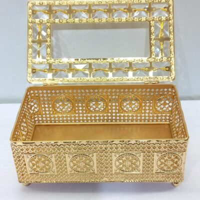 tissue box holder luxury gold plated crystal studded