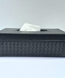 premium woven leatherette tissue box cover elegant black