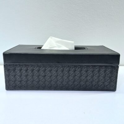 premium woven leatherette tissue box cover elegant black