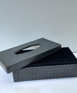 premium woven leatherette tissue box cover elegant black