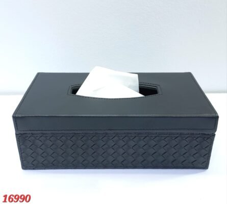 premium woven leatherette tissue box cover elegant black