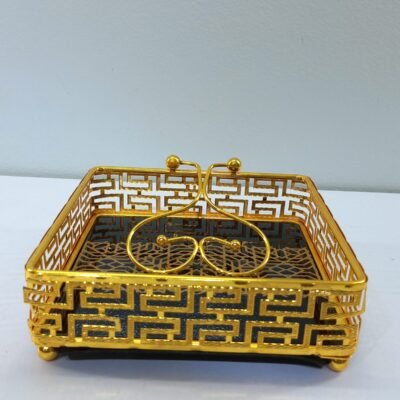royal gold geometric napkin holder