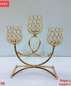 gemini said golden crystal 3 arm tulip candelabra – elegant table centerpiece