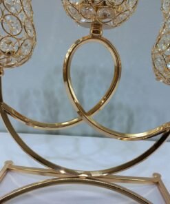 gemini said golden crystal 3 arm tulip candelabra – elegant table centerpiece