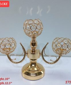 premium 3 arm crystal globe candelabra gold finish