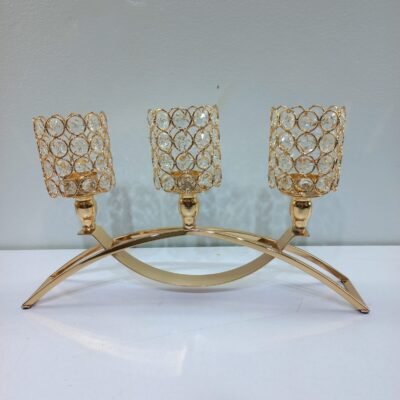 golden arch 3cup crystal candelabra