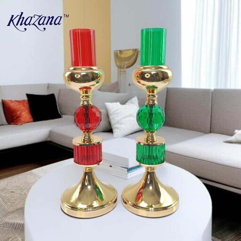 golden and green and red glass candle holder golden and green and red glass candle holder