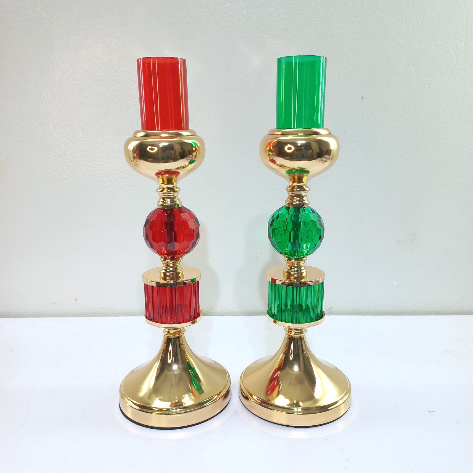golden and green and red glass candle holder golden and green and red glass candle holder