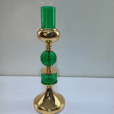 golden and green and red glass candle holder