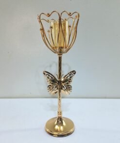 golden butterfly and tulip candle holder