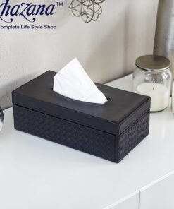 premium woven leatherette tissue box cover elegant black