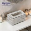 elegant silver plated crystal studded tissue box holder