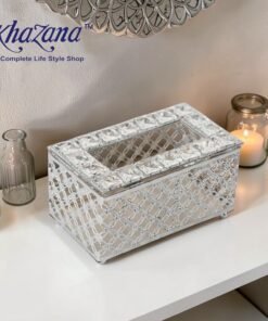elegant silver plated crystal studded tissue box holder