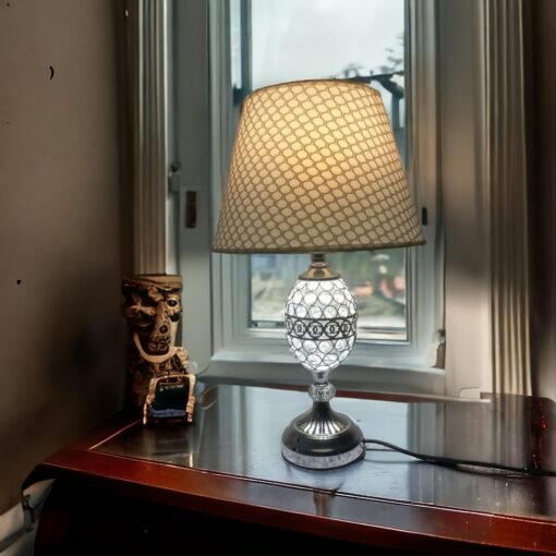 ornate crystal infused table lamp elegant silver glow