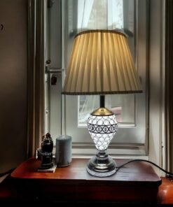 Mega Shop premium crystal base table lamp with pleated shade