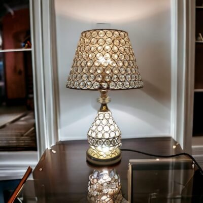 luxurious crystal bead table lamp golden elegance