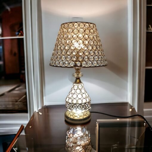 luxurious crystal bead table lamp golden elegance