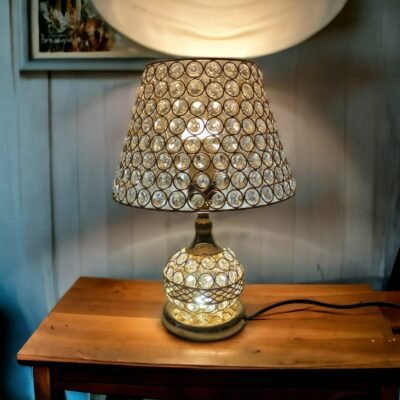 golden crystal bead table lamp